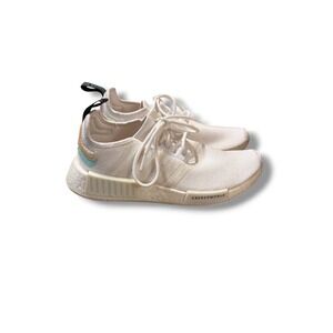 Adidas NMD R1 Sneakers Women's 8.5 White Mint Iridescent Boost Lace-Up‎ Casual